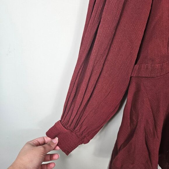 Torrid Crinkle Gauze Lace Inset Surplice Top. Brown 3X - Picture 7 of 16